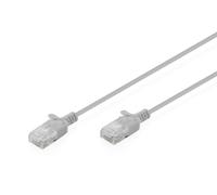DIGITUS Câble LAN Cat 6 - 2,0 m - 1 Gbit/s - U-UTP - Version Slim AWG 32/7 - PoE+ - LSZH - Câble réseau RJ45 - Gris