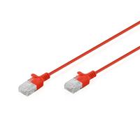 DIGITUS Câble LAN Cat 6 - 2,0 m - 1 Gbit/s - U-UTP - Version Slim AWG 32/7 - PoE+ - LSZH - Câble réseau RJ45 - Rouge