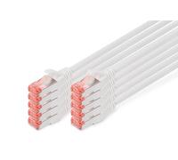 DIGITUS Câble LAN Cat 6-2m - 10 pièces - RJ45 Câble réseau - S/FTP Blindé - Compatible Cat 6A & Cat 7 - Blanc