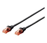 DIGITUS Câble LAN Cat 6-2m - CCA Câble Réseau Avec RJ45 - U/UTP Non Blindé - Compatible Cat-6A & Cat-5e - Noir