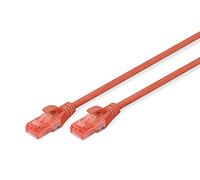 DIGITUS Câble LAN Cat 6 - 2m - CCA Câble Réseau Avec RJ45 - U/UTP Non Blindé - Compatible Cat-6A & Cat-5e - Rouge