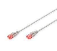 DIGITUS Câble LAN Cat 6-3m - Slim - RJ45 Câble réseau - UTP Non blindé - Compatible Cat-6A - Gris