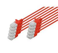 DIGITUS Câble LAN Cat 6 - 5.0m - 1 Gbit/s - 10 pièces - non blindé U-UTP - Slim AWG 32/7 - PoE+ - LSZH - 250 Mhz - RJ45 Câble réseau - Rouge