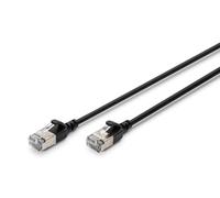 DIGITUS Câble LAN Cat 6A - 0,3 m - Version Mince AWG 32/7-10 Gbit/s - Câble réseau RJ45 - F/FTP - PoE+ - LSZH - Compatible avec Cat-7, Cat-6, Cat-5e - Noir