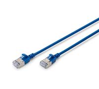 DIGITUS Câble LAN Cat 6A - 0,5 m - Version Slim AWG 32/7-10 Gbit/s - Câble réseau RJ45 - F/FTP - PoE+ - LSZH - Compatible avec Cat-7, Cat-6, Cat-5e - Bleu