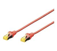 DIGITUS Câble LAN Cat 6A - 0,5m - RJ45 Câble réseau - S/FTP Blindé - Compatible Cat-6 & Cat-7 - Rouge