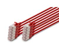 DIGITUS Câble LAN Cat 6A - 1,5 m - 10 pièces - Slim - F/FTP - Rouge | 10 Gbit/s - Blindé - PoE+ - AWG 32/7 - LSZH - Câble réseau RJ45 - Compatible Cat 6 et Cat 7