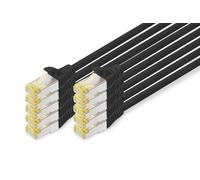 DIGITUS Câble LAN Cat 6A - 2m - 10 pièces - RJ45 Câble réseau - S/FTP Blindé - Compatible Cat-6 & Cat-7 - Noir