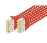 DIGITUS Câble LAN Cat 6A - 2m - 10 pièces - RJ45 Câble réseau - S/FTP Blindé - Compatible Cat-6 & Cat-7 - Rouge