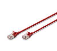DIGITUS Câble LAN Cat 6A - 3 m - Version Slim AWG 32/7-10 Gbit/s - Câble réseau RJ45 - F/FTP - PoE+ - LSZH - Compatible avec Cat-7, Cat-6, Cat-5e - Rouge