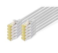 DIGITUS Câble LAN Cat 6A - 5m - 10 pièces - RJ45 Câble réseau - S/FTP Blindé - Compatible Cat-6 & Cat-7 - Gris