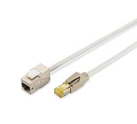 DIGITUS Câble LAN Cat 7-5m - RJ45 Câble réseau avec module Keystone - S/FTP Blindé - Connecteur Cat 6A - Gris