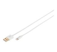 Charger/data cable, Lightning - USB A M/M, 1.0m, iP5/6/7, High Speed, MFI, wh