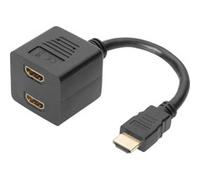 Digitus Répartiteur HDMI AK-330400-002-S — HDMI mâle vers HDMI femelle 20 cm blindé noir