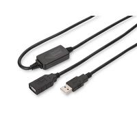 Digitus Câble répéteur actif USB 2.0 DA-73101 – USB-A Mâle vers USB-A Femelle 15 m Noir