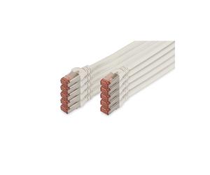 Digitus Câble Réseau CAT 6 S/FTP 2m, Blanc, RJ45 Mâle/Mâle, Cuivre, LSZH, 4x2 AWG 27/7, Blindé, Conforme ISO/IEC 11801, Lot de 10