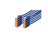 Digitus Câble Réseau CAT 6 S/FTP 5m Bleu LSZH Cuivre 4x2 AWG27/7 Connecteurs RJ45 Mâle Blindés - Kit de 10 - DK-1644-050-B-10