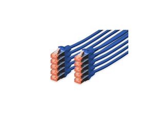 Digitus Câble Réseau CAT 6 S/FTP 5m Bleu LSZH Cuivre 4x2 AWG27/7 Connecteurs RJ45 Mâle Blindés - Kit de 10 - DK-1644-050-B-10