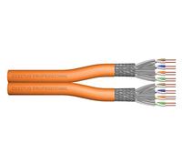 DIGITUS Câble réseau Cat 7 - 500 m - S/FTP duplex - BauPVO Dca | LSZH sans halogène - AWG 23/1 - Compatible PoE+ - 10 Gbit/s - 1 200 MHz - Câble Ethernet - Orange
