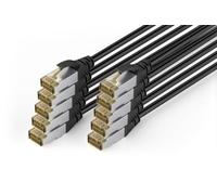 DIGITUS Câble réseau extérieur Cat 6A - 1 m - 10 Pièces - 10 Gbit/s - Noir | S/FTP blindé - PoE++ et RJ45 - Résistant aux UV - Gaine extérieure en LDPE - 500 MHz - Câble LAN - Compatible Cat 6
