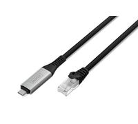 DIGITUS Câble réseau USB - Type-C vers RJ45 - USB-C 3.2 Gen1 - 1 Gbit/s - 3 m - LSZH - CAT 6A S/FTP - AWG 26 - Plug & Play - Noir