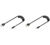 DIGITUS Câble spiralé USB 2.0 - USB-A vers USB-C - 480 Mbps - Power Delivery 60W - 1m - noir (Lot de 2)