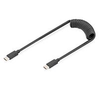 DIGITUS Câble spirale USB 2.0 USB - C à USB - C - USB 2.0, PD 60W Max ; 1m | 480 Mbit/s - extensible jusqu'à 1 m - compatible Android Auto et CarPlay - noir