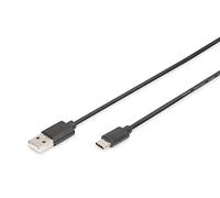 Digitus – Câble USB – USB-C vers USB-A mâle/mâle – 1,8 m – USB 2.0 480 Mbps 3A – Noir blindé