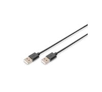 Digitus Câble USB 2.0 AK-300100-018-S : USB Type-A mâle vers USB Type-A mâle, 1.8m, 480 Mbit/s, contacts nickelés, noir