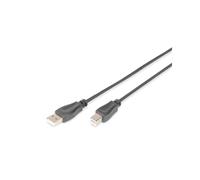 Digitus Câble USB 2.0 AK-300105-018-S, 1.8m, Connecteurs USB-A vers USB-B Mâle/Mâle, 480 Mbit/s, AWG28, Contacts Nickel, Noir