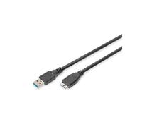 Digitus Câble USB 3.2 Gen 1 A/M vers Micro-USB B/M, 1m, Noir, AWG28, Contacts Nickel, UL2725, Super-Speed 5 Gbps, Réf: AK-300116-010-S