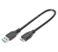 ASSMANN - Câble USB - Micro-USB Type B (M) pour USB type A (M) - USB 3.0 - 25 cm - moulé - noir