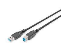 DIGITUS Câble USB 3.2 Gen1 - 1,8 m - USB-A vers Type B - 5 Gbit/s | Fiche de type A vers fiche USB-B - Câble de raccordement pour PC, concentrateurs USB, imprimantes, disques durs - Noir