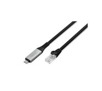 Digitus Câble USB-C 3.2 Gen1 vers RJ45 Ethernet 1Gbps, 5m, Cat6a S/FTP, LSZH, AWG26, Noir, Compatible Windows/macOS, Plug and Play