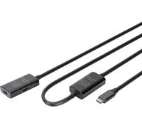 DIGITUS Câble d'extension USB actif - USB-C femelle vers mâle - 10 m - USB 3.2 Gen1-5 Gbit/s - Plug & Play - avec amplificateur de signal - Noir
