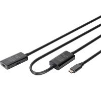 Digitus Câble USB-C USB 3.2 Gen1, USB 3.2 Gen1, USB 3.0 USB-C®, USB-C® femelle, USB-C® mâle 10.00 m noir actif avec amplification