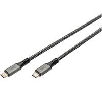 Digitus Câble USB-C USB4™ USB-C® mâle 1.00 m noir blindage par tresse, blindé, résiste aux déchirures, rond, 8K UHD DB-300443-010-S