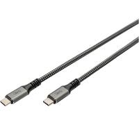 Digitus Câble USB-C USB4™ USB-C® mâle 3.00 m noir blindage par tresse, blindé, résiste aux déchirures, rond, 8K UHD DB-300443-030-S