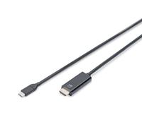 Câble adaptateur Digitus USB-C® / HDMI USB-C® mâle, Fiche mâle HDMI-A 5.00 m noir AK-300330-050-S blindé, blindage double Câble
