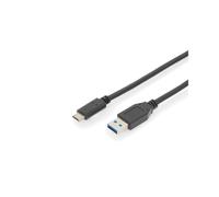 Digitus Câble USB Type-C Gen2 - Type-C vers A Mâle/Mâle 1m - USB 2.0 - 10Gbit/s - AWG24/28 - Noir - Compatible Power Delivery (PD) AK-300146-010-S