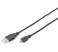 Digitus Câble USB USB 2.0 USB-A mâle, USB-Micro-B mâle 1.80 m noir rond, blindage double DB-300127-0