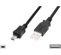 Digitus Câble USB USB 2.0 USB-A mâle, USB-Mini-B mâle 1.00 m noir rond, blindage double AK-300130-010-S