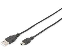 Digitus Câble USB Type A mâle vers Mini-B mâle DB-300130-010-S - USB 2.0, 1 m, noir, blindage double