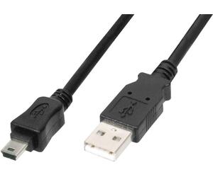 Digitus Câble USB USB 2.0 USB-A mâle, USB-Mini-B mâle 1.80 m noir avec fonction OTG AK-300108-018-S