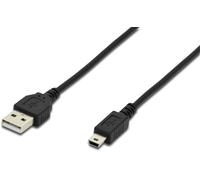 Digitus Câble USB USB 2.0 USB-A mâle, USB-Mini-B mâle 1.80 m noir rond, blindage double AK-300130-018-S