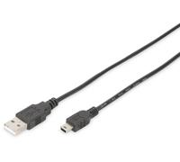 Digitus Câble USB USB 2.0 USB-A mâle, USB-Mini-B mâle 1.80 m noir rond, blindage double DB-300130-01