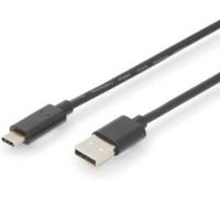 Digitus Câble USB USB 2.0 USB-C® mâle, USB-A mâle 3.00 m noir blindage double, connecteur utilisable des deux cotés AK-300148-030-S