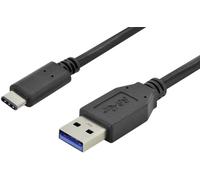 Digitus Câble USB USB 3.2 Gen1 (USB 3.0) USB-A mâle, USB-C® mâle 1.00 m noir rond, connecteur utilisable des deux cotés, blindage