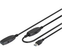 DIGITUS Câble d'extension actif USB 3.0 - Câble répéteur - USB A mâle vers USB A femelle - 10m - 5 Gbit/s - Plug & Play - Hotswap - Indicateur de fonction LED - noir