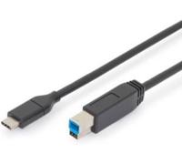 Digitus Câble USB USB 3.2 Gen1 USB-C® mâle, USB-B mâle 1.80 m noir blindage double AK-300149-018-S